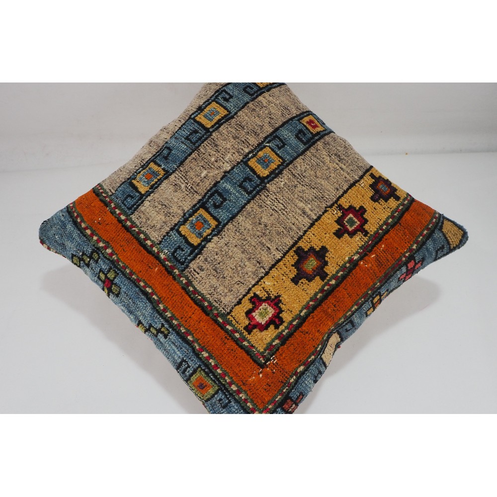 Carpet Pillow, ID 255, Carpet Rug Pillow 16x16, Turkish Rug Pillow, Handmade Pillow, Boho Pillow, Vintage Pillow, Rug Pillow