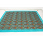 Turkish Bedspread, Twin L Size Bed Cover, 7.2X5.2, Turquoise Blue Tulip Pattern Fabric Blankets, Ottoman Decorative Bed Cover