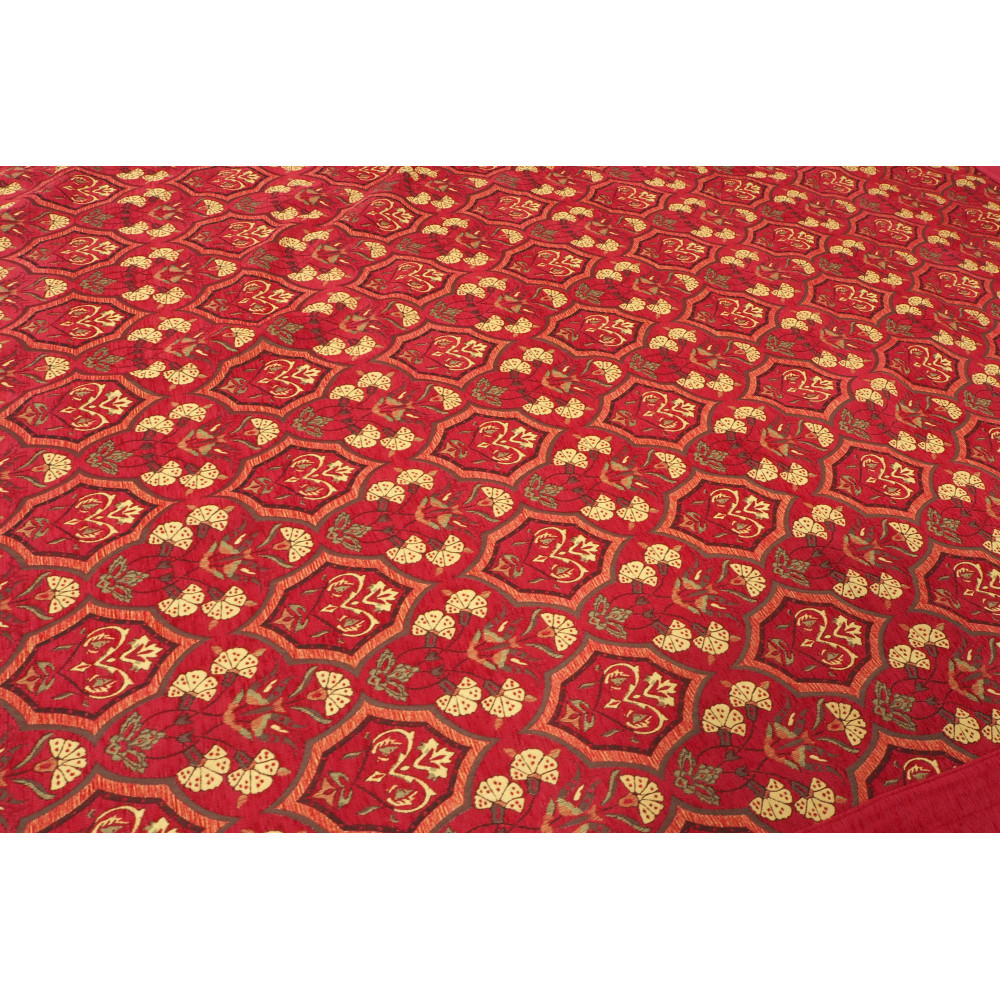Turkish Bedspread, Twin L Size Bed Cover, 7.2X5.2, Red Carnation Pattern Fabric Blankets, Ottoman Decorative Bed Cover