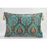 Fabric Pillow,Fabric Pillow 16x24,Turquoise Blue Morocco Pattern Turkish Jacquard Fabric Pillow Cover,Chenille Bohemian Pillow