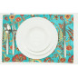 PlaceMat, Table Linens 12x18,Turquoise Blue Caucasus Carnation Pattern Turkish Fabric Table Mat,Table Decoration,Kitchen Dining PlaceMat, Table Linens 12x18,Turquoise Blue Caucasus Carnation Pattern Turkish Fabric Table Mat,Table Decoration,Kitchen Dining