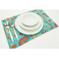 PlaceMat, Table Linens 12x18,Turquoise Blue Caucasus Carnation Pattern Turkish Fabric Table Mat,Table Decoration,Kitchen Dining PlaceMat, Table Linens 12x18,Turquoise Blue Caucasus Carnation Pattern Turkish Fabric Table Mat,Table Decoration,Kitchen Dining