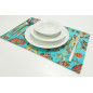 PlaceMat, Table Linens 12x18,Turquoise Blue Caucasus Carnation Pattern Turkish Fabric Table Mat,Table Decoration,Kitchen Dining PlaceMat, Table Linens 12x18,Turquoise Blue Caucasus Carnation Pattern Turkish Fabric Table Mat,Table Decoration,Kitchen Dining