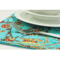 PlaceMat, Table Linens 12x18,Turquoise Blue Caucasus Carnation Pattern Turkish Fabric Table Mat,Table Decoration,Kitchen Dining PlaceMat, Table Linens 12x18,Turquoise Blue Caucasus Carnation Pattern Turkish Fabric Table Mat,Table Decoration,Kitchen Dining