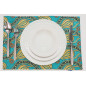 PlaceMat,Table Linens 12x18, Turquoise Blue Water Line Tulip Pattern Turkish Fabric Table Mat,Table Decoration, Living, Kitchen PlaceMat,Table Linens 12x18, Turquoise Blue Water Line Tulip Pattern Turkish Fabric Table Mat,Table Decoration, Living, Kitchen