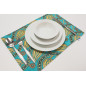 PlaceMat,Table Linens 12x18, Turquoise Blue Water Line Tulip Pattern Turkish Fabric Table Mat,Table Decoration, Living, Kitchen PlaceMat,Table Linens 12x18, Turquoise Blue Water Line Tulip Pattern Turkish Fabric Table Mat,Table Decoration, Living, Kitchen