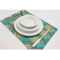 PlaceMat,Table Linens 12x18, Turquoise Blue Water Line Tulip Pattern Turkish Fabric Table Mat,Table Decoration, Living, Kitchen PlaceMat,Table Linens 12x18, Turquoise Blue Water Line Tulip Pattern Turkish Fabric Table Mat,Table Decoration, Living, Kitchen