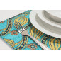 PlaceMat,Table Linens 12x18, Turquoise Blue Water Line Tulip Pattern Turkish Fabric Table Mat,Table Decoration, Living, Kitchen PlaceMat,Table Linens 12x18, Turquoise Blue Water Line Tulip Pattern Turkish Fabric Table Mat,Table Decoration, Living, Kitchen