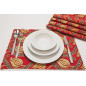 Place Mats, Table Linens 12x18, Red Water Line Tulip Pattern Turkish Fabric Table Mat, Table Decoration, Living, Kitchen Dining Place Mats, Table Linens 12x18, Red Water Line Tulip Pattern Turkish Fabric Table Mat, Table Decoration, Living, Kitchen Dining