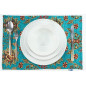 PlaceMats,Table Linens 12x18, Turquoise Blue Topkapi Palace Tulip Pattern Turkish Fabric Table Mat, Table Decoration for Dining PlaceMats,Table Linens 12x18, Turquoise Blue Topkapi Palace Tulip Pattern Turkish Fabric Table Mat, Table Decoration for Dining