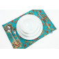 PlaceMats,Table Linens 12x18, Turquoise Blue Topkapi Palace Tulip Pattern Turkish Fabric Table Mat, Table Decoration for Dining PlaceMats,Table Linens 12x18, Turquoise Blue Topkapi Palace Tulip Pattern Turkish Fabric Table Mat, Table Decoration for Dining