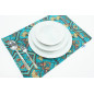 PlaceMat,Table Linens 12x18, Turquoise Blue Carnation Pattern Turkish Fabric Table Mat, Table Decoration, Living,Kitchen Dining PlaceMat,Table Linens 12x18, Turquoise Blue Carnation Pattern Turkish Fabric Table Mat, Table Decoration, Living,Kitchen Dining