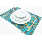 PlaceMat,Table Linens 12x18, Turquoise Blue Carnation Pattern Turkish Fabric Table Mat, Table Decoration, Living,Kitchen Dining PlaceMat,Table Linens 12x18, Turquoise Blue Carnation Pattern Turkish Fabric Table Mat, Table Decoration, Living,Kitchen Dining