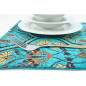 PlaceMat,Table Linens 12x18, Turquoise Blue Carnation Pattern Turkish Fabric Table Mat, Table Decoration, Living,Kitchen Dining PlaceMat,Table Linens 12x18, Turquoise Blue Carnation Pattern Turkish Fabric Table Mat, Table Decoration, Living,Kitchen Dining