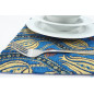 PlaceMat,Table Linens 12x18,Navy Blue Water Line Tulip Pattern Turkish Fabric Table Mat,Table Decoration,Living, Kitchen Dining PlaceMat,Table Linens 12x18,Navy Blue Water Line Tulip Pattern Turkish Fabric Table Mat,Table Decoration,Living, Kitchen Dining