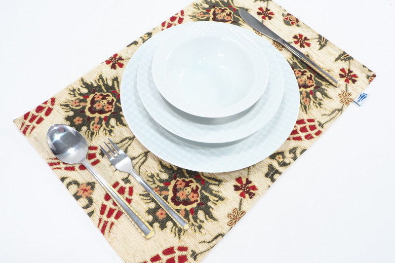 PlaceMats, Table Linens 12x18, Moss Green Caucasus Carnation Pattern  Turkish Fabric Table Mat, Table Decoration, Kitchen Dining Fabric Place  Mats Please Select - SET of 1 Pieces ( US$10 )