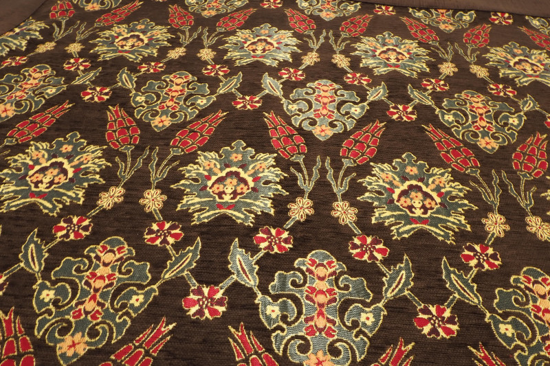 Upholstery Jacquard Fabric,Turkish Fabric By the Yard, Brown Tulip