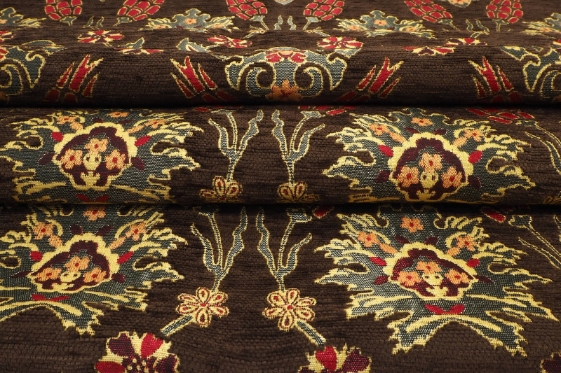 Upholstery Jacquard Fabric,Turkish Fabric By the Yard, Brown Tulip Pattern  Chenille Upholstery Fabric Upholstery Chenille Fabric Please Select - 1  METER - (US$29) 
