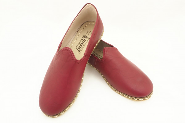 Turkish Yemeni Red Handmade and Hand Stitched Leather Shoes