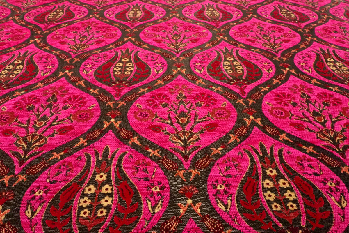  Upholstery Fabric, Turkish Fabric by The Meter, by The Yard,  Red Tulip Pattern Jacquard Chenille Upholstery Fabric - 1 Meter - (US$29)