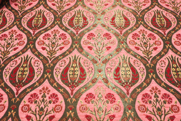 Upholstery Fabric, Turkish Fabric By the Meter, By the Yard, Pale Pink Tulip Pattern Jacquard Chenille Upholstery Fabric