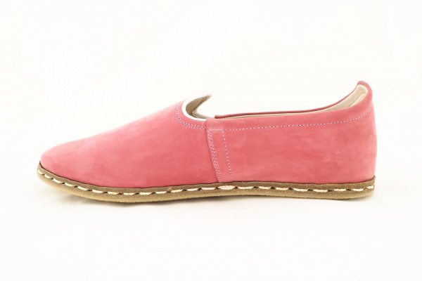 Turkish Yemeni Pink Handmade and Hand Stitched Leather Shoes