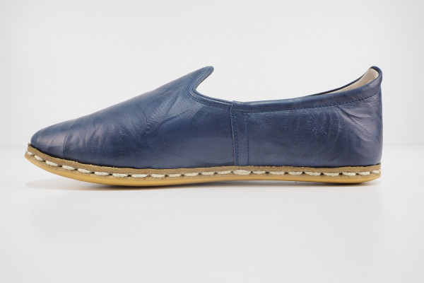Turkish Yemeni Right Navy Handmade and Hand Stitched Leather Shoes