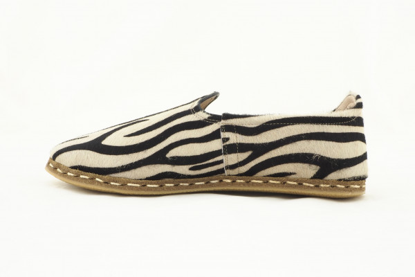 Turkish Yemeni Zebra Pattern Handmade and Hand Stitched Leather Shoes