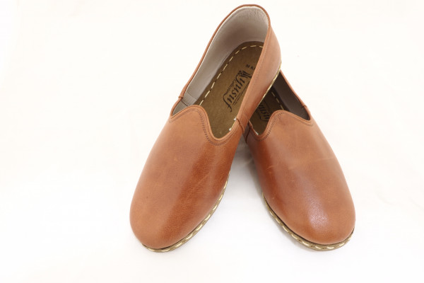 Turkish Yemeni Brown Hand Stitched Leather Shoes