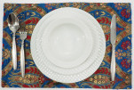 Place Mats, Table Linens 12x18, Navy Blue Morocco Pattern Turkish Fabric Table Mats, Table Decoration, Kitchen Dining Placemats Place Mats, Table Linens 12x18, Navy Blue Morocco Pattern Turkish Fabric Table Mats, Table Decoration, Kitchen Dining Placemats