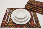 PlaceMats, Table Linens 12x18, Brown Caucasus Carnation Pattern Turkish Fabric Table Mat, Table Decoration, Home Living, Dining PlaceMats, Table Linens 12x18, Brown Caucasus Carnation Pattern Turkish Fabric Table Mat, Table Decoration, Home Living, Dining