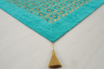 Turkish Bedspread, Twin Size Jacquard Bed Cover, 6'6X4'6, Turquoise Blue Tiger Eyes Pattern Fabric Decorative Cover Turkish Bedspread, Twin Size Jacquard Bed Cover, 6'6X4'6, Turquoise Blue Tiger Eyes Pattern Fabric Decorative Cover