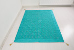 Turkish Bedspread, Twin Size Bed Cover, 6'6X4'6, Turquoise Blue Arabian Night Pattern Fabric Decorative Cover, Throw Blanket Turkish Bedspread, Twin Size Bed Cover, 6'6X4'6, Turquoise Blue Arabian Night Pattern Fabric Decorative Cover, Throw Blanket