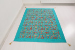 Turkish Bedspread, Twin Size Bed Cover, 6'6X4'6, Turquoise Blue Caucasus Carnation Pattern Fabric Decorative Cover Turkish Bedspread, Twin Size Bed Cover, 6'6X4'6, Turquoise Blue Caucasus Carnation Pattern Fabric Decorative Cover