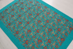 Turkish Bedspread, Twin Size Bed Cover, 6'6X4'6, Turquoise Blue Caucasus Carnation Pattern Fabric Decorative Cover Turkish Bedspread, Twin Size Bed Cover, 6'6X4'6, Turquoise Blue Caucasus Carnation Pattern Fabric Decorative Cover