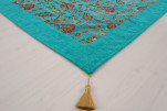 Turkish Bedspread, Twin Size Bed Cover, 6'6X4'6, Turquoise Blue Caucasus Carnation Pattern Fabric Decorative Cover Turkish Bedspread, Twin Size Bed Cover, 6'6X4'6, Turquoise Blue Caucasus Carnation Pattern Fabric Decorative Cover