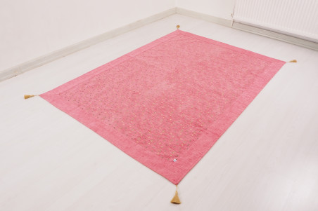 Turkish Bedspread, Twin Size Bed Cover, 6'6X4'6, Pale Pink Arabian Night Pattern Fabric