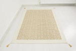 Turkish Bedspread, Twin Size Bed Cover, 6'6X4'6, Beige Tiger Eyes Pattern Fabric Decorative Cover Blanket, Dining room Turkish Bedspread, Twin Size Bed Cover, 6'6X4'6, Beige Tiger Eyes Pattern Fabric Decorative Cover Blanket, Dining room