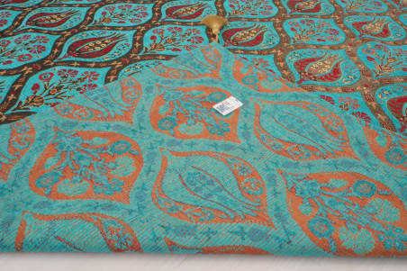 Turkish Bedspread, Twin Size Bed Cover, 6'6X4'6, Turquoise Blue Morocco Pattern Fabric Decorative Cover, Decorative Bed Cover