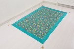 Turkish Bedspread, Twin Size Bed Cover, 6'6X4'6, Turquoise Blue Turkish Carnation Pattern Fabric Decorative Cover, Sofa Cover Turkish Bedspread, Twin Size Bed Cover, 6'6X4'6, Turquoise Blue Turkish Carnation Pattern Fabric Decorative Cover, Sofa Cover