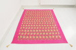 Turkish Bedspread, Twin Size Bed Cover, 6'6X4'6, Mazenda Pink Water Line Tulip Pattern Fabric Decorative Cover, Sofa Cover Turkish Bedspread, Twin Size Bed Cover, 6'6X4'6, Mazenda Pink Water Line Tulip Pattern Fabric Decorative Cover, Sofa Cover