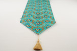 Table Runner, Turquoise Blue Tiger Eyes Pattern Turkish Chenille Fabric Table Linens, Turkish Table Runner, Dining Table Runner Table Runner, Turquoise Blue Tiger Eyes Pattern Turkish Chenille Fabric Table Linens, Turkish Table Runner, Dining Table Runner