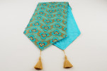 Table Runner, Turquoise Blue Tiger Eyes Pattern Turkish Chenille Fabric Table Linens, Turkish Table Runner, Dining Table Runner Table Runner, Turquoise Blue Tiger Eyes Pattern Turkish Chenille Fabric Table Linens, Turkish Table Runner, Dining Table Runner