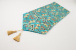 Table Runner, Turquoise Blue Carnation Pattern Dining Table Runner, Turkish Fabric Table Linens Table Runner, Turquoise Blue Carnation Pattern Dining Table Runner, Turkish Fabric Table Linens