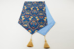 Table Runner, Navy Blue Carnation Pattern Turkish Chenille Fabric Table Runner, Fabric Table Linens, Turkish Dining Table Runner Table Runner, Navy Blue Carnation Pattern Turkish Chenille Fabric Table Runner, Fabric Table Linens, Turkish Dining Table Runner