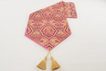 Table Runner, Pale Pink Carnation Pattern Turkish Chenille Fabric Table Runner, Fabric Table Linens, Turkish Dining Table Runner Table Runner, Pale Pink Carnation Pattern Turkish Chenille Fabric Table Runner, Fabric Table Linens, Turkish Dining Table Runner