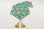 Table Runner,Turquoise Blue Water Line Tulip Pattern Turkish Chenille Fabric Table Runner,Fabric Table Linens, Boho Table Runner Table Runner,Turquoise Blue Water Line Tulip Pattern Turkish Chenille Fabric Table Runner,Fabric Table Linens, Boho Table Runner