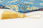 Table Runner, Navy Blue Water Line Tulip Pattern Turkish Chenille Fabric Table Runner, Fabric Table Linens, Turkish Table Runner Table Runner, Navy Blue Water Line Tulip Pattern Turkish Chenille Fabric Table Runner, Fabric Table Linens, Turkish Table Runner