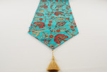 Table Runner, Turquoise Blue Caucasus Carnation Pattern Turkish Chenille Fabric Table Runner, Fabric Table Linens, Table Runner Table Runner, Turquoise Blue Caucasus Carnation Pattern Turkish Chenille Fabric Table Runner, Fabric Table Linens, Table Runner