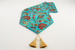 Table Runner, Turquoise Blue Caucasus Carnation Pattern Turkish Chenille Fabric Table Runner, Fabric Table Linens, Table Runner Table Runner, Turquoise Blue Caucasus Carnation Pattern Turkish Chenille Fabric Table Runner, Fabric Table Linens, Table Runner